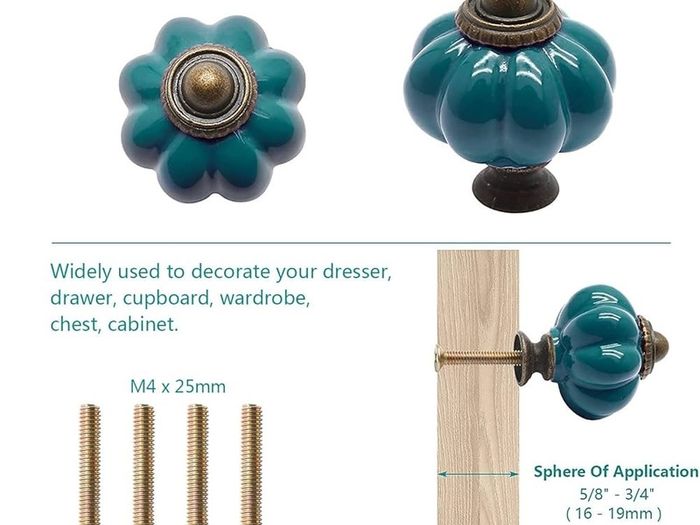 SALE | 12 Pack Ceramic Door Knobs Teal Drawer Knobs, Pumpkin Ceramic Knobs Vintage Cupboard Knobs with Mounting Screws, Antique Wardrobe Pull Handles Kitchen Cabinet Knobs for Dresser