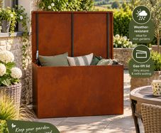 Weathering Steel Garden Storage Cushion Box