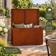 Weathering Steel Garden Storage Cushion Box