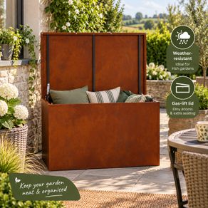 Weathering Steel Garden Storage Cushion Box