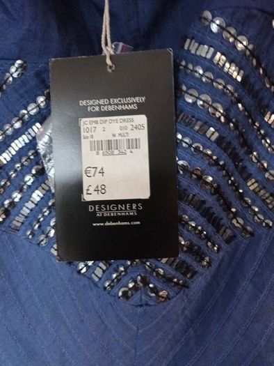 Jasper Conran Embellished Dip Dye Dress S. 18. B.N.W.T