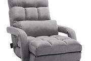 Floor Gaming Chair with 5 Position Adjustable Backrest Folding Sofa Chair with Armrests Gray