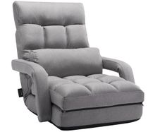 Floor Gaming Chair with 5 Position Adjustable Backrest Folding Sofa Chair with Armrests Gray