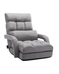 Floor Gaming Chair with 5 Position Adjustable Backrest Folding Sofa Chair with Armrests Gray