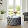 Velvet Button Tufted Round Coffee Table Chesterfield Style 60cm . Sale !!! Image 3