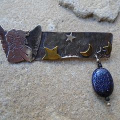 New, Sterling Silver, Angel in Night Sky Brooch, Angel jewellery, Handmade jewellery, New