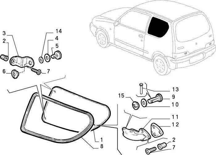 RH Rear Glass Rubber (Fiat seicento)