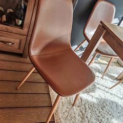 JONSTRUP Dining Chair in cognac faux leather with natural oak-coloured steel legs from JYSK