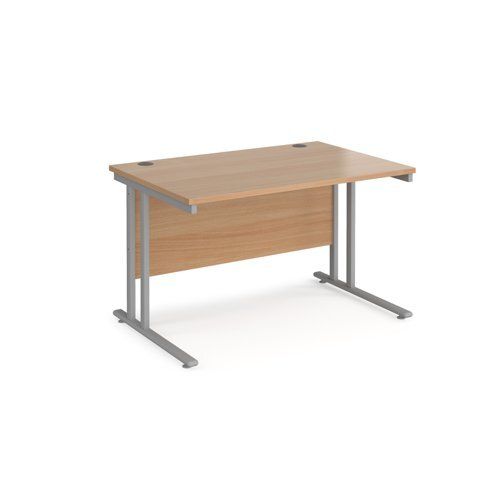 Office desk 1200mm x 800mm - silver cantilever leg frame, beech top