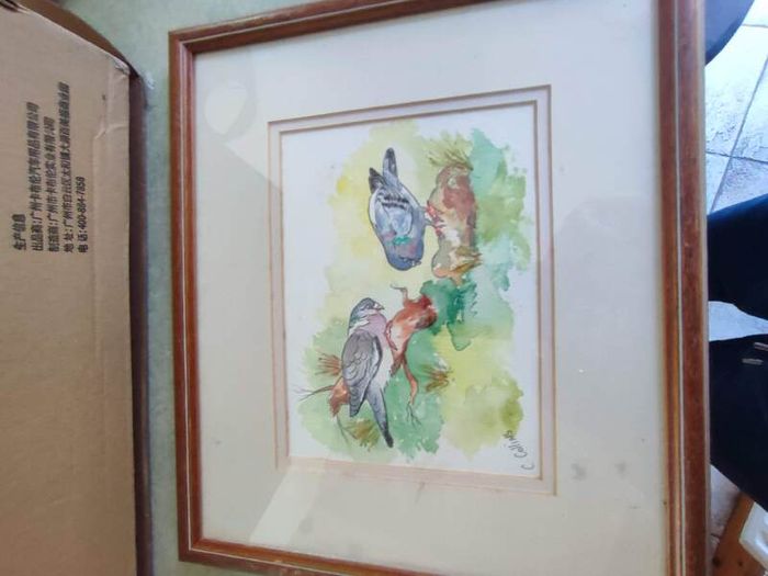 Lovely Framed Watercolor Painting Signed C. Collins .