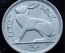 [#478] - Ireland 1942 | Irish 3p | Three Pence | Harp | KM.12a | High Grade