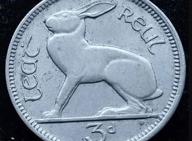 [#478] - Ireland 1942 | Irish 3p | Three Pence | Harp | KM.12a | High Grade