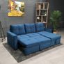 Blue Corner Sofa Bed with Storage & Pull-Out Base Image 2