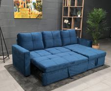 Blue velvet sofa with Storage Free delivery