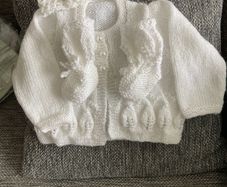 Cardigan hairband and bootees 3 to 6 mths