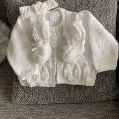 Cardigan hairband and bootees 3 to 6 mths