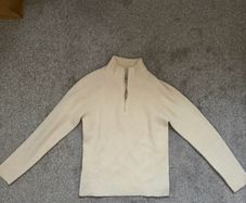 Quarter zip fitted off-white sweater