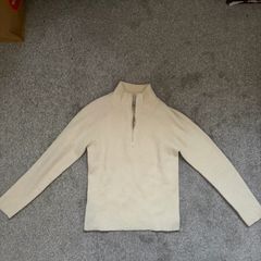 Quarter zip fitted off-white sweater