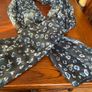 SAMOON  large scarf / shawl in black with dark teal and white .never worn Image 4