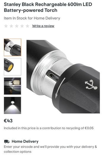 Stanley Rechargeable Flashlight 600 Lumens