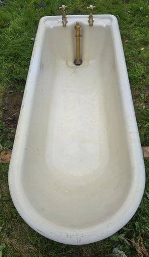 Vintage Cast Iron Bath Tub  Solid Heavy Bath