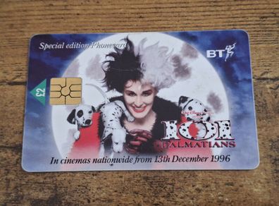 UK BT 2 GBP Phonecard "101 Dalmatians", used, 1996 - free standard postage