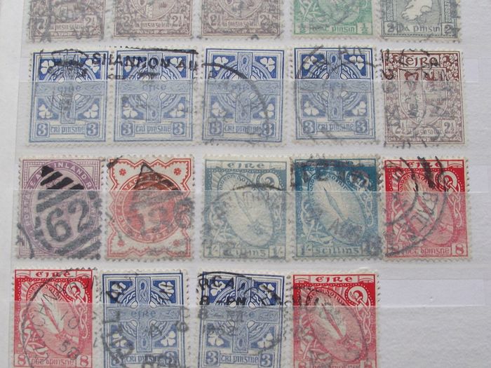 A small collection of postal cancellations on Irish stamps