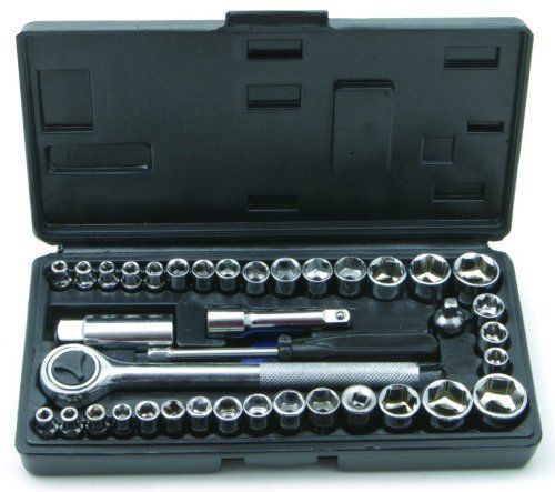 40pcs Socket Set 1/4" 3/8" Reversible Ratchet Handle Tool Set Kit Case