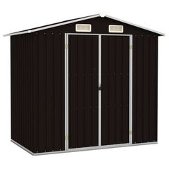 Garden Shed Brown 205x129x183 cm Galvanised Steel