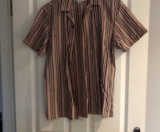 Pull and bear pink striped shirt sleeved shirt
