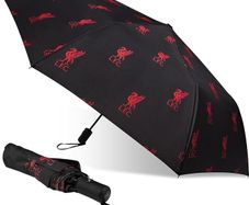 Liverpool FC Umbrella for Adults and Teens - Compact Folding Telescopic Umbrella Lightweight - Liverpool Gifts for Him