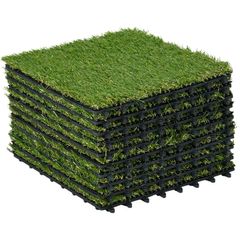 10 PCs 30 x 30cm Artificial Grass Turf, 25mm Pile