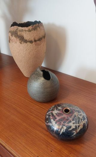 Fabulous Tall Hand-Built Studio Pottery Vase in a Textured Stoneware Clay with an Organic Asymmetric Shape, Hand Made, A Piece of Sculptural Art, But Unknown Maker