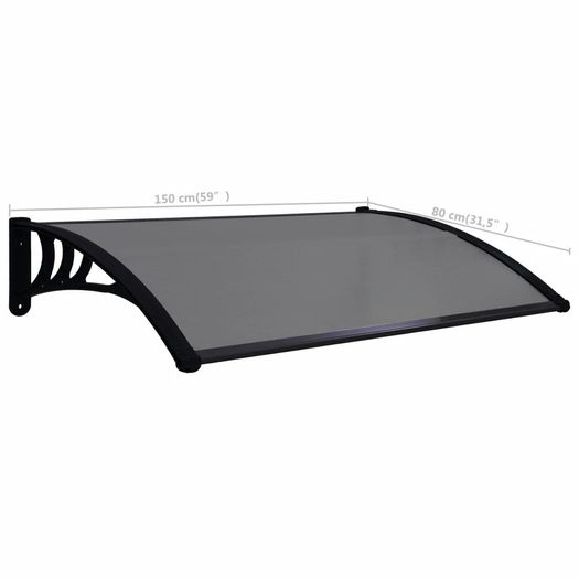 Door Canopy Black 150x80 cm PC