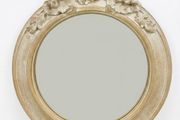 Louis XVI Style Oval Mirror with Distressed Off White Patina