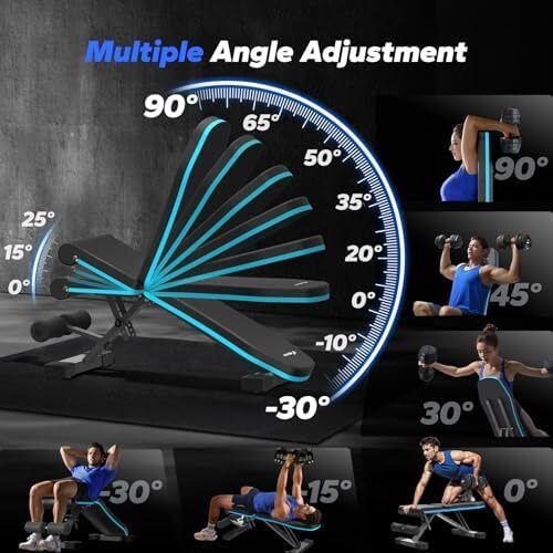 Weight Bench, 990 LBS/450KG Foldable Weight Benches for Home Gym, Adjustable Weight Bench with 72 Training Angles, Incline Bench Press for Full Body
