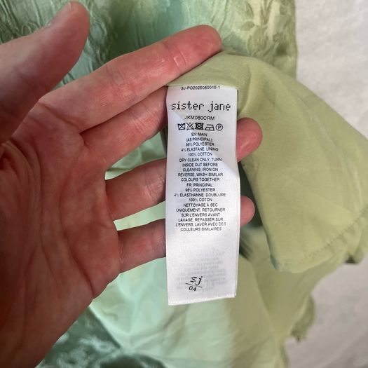 Sister Jane Sage Green Floral Jacquard Midi Dress Sz XS