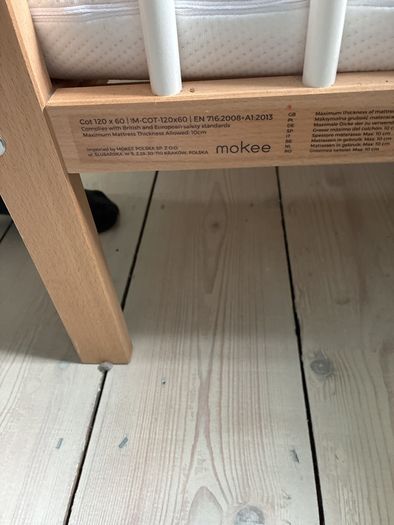 Mokee Mini Cot, 1200mm x 600mm, with Aloe Vera mattress