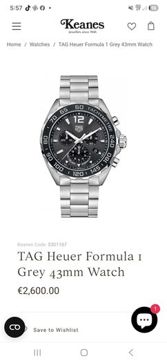 TAG Heuer Formula 1 Grey 43mm Watch