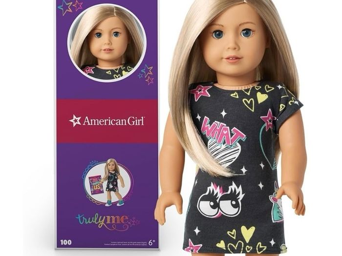 American Girl 18-Inch Truly Me Doll with Dark-Blue Eyes, Blonde Hair wearing show your wild side outfit  EUC