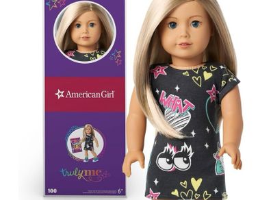 American Girl 18-Inch Truly Me Doll with Dark-Blue Eyes, Blonde Hair wearing show your wild side outfit  EUC