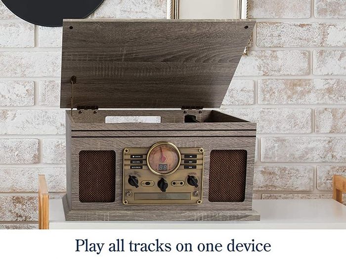 Player Vinyl Turntable with Speakers USB MP3 Playback/Bluetooth/FM Radio/CD And Cassette Player/Vinyl LP Records/SD Card Reader (FREE POSTAGE)