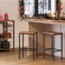 Industrial Bar Table with 2 Stools  Vintage Brown Breakfast Bar & Home Bar Set Image 4