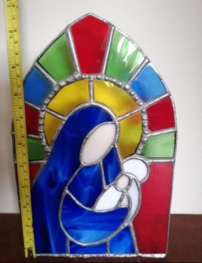 Madonna & Child Stained Glass Candle Holder