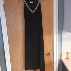 Arruba Long Black  Dress With  A Diamond V- Neckline. S.12.  New.
