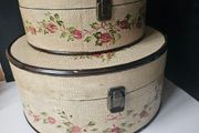 Vintage Hand Painted Floral Wooden Chests Boxes