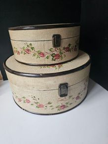 Vintage Hand Painted Floral Wooden Chests Boxes