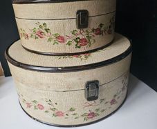 Vintage Hand Painted Floral Wooden Chests Boxes