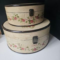 Vintage Hand Painted Floral Wooden Chests Boxes