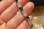 silver tennis bracelet with natural stones